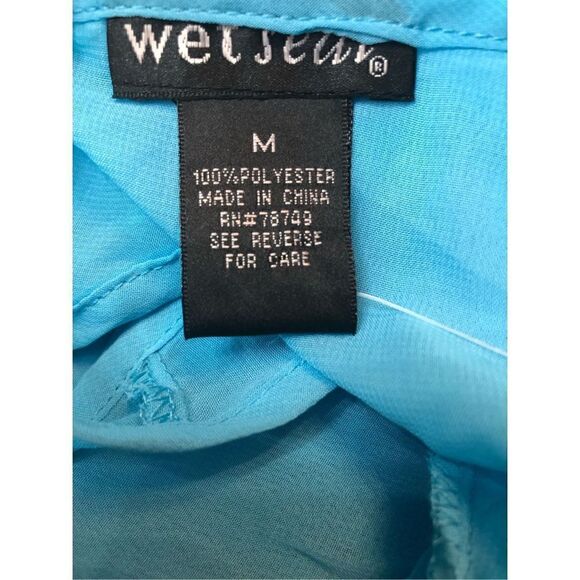 Wet Seal pale blue button down racer back sheer crop top tie front - Picture 8 of 8